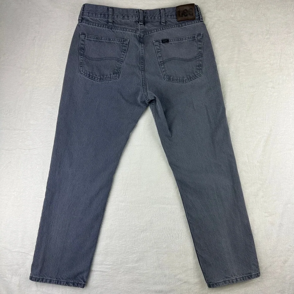 Lee Jeans Mens Regular Fit 34x29 Grey Straight Leg Denim Cotton Pants VTG Y2K‎